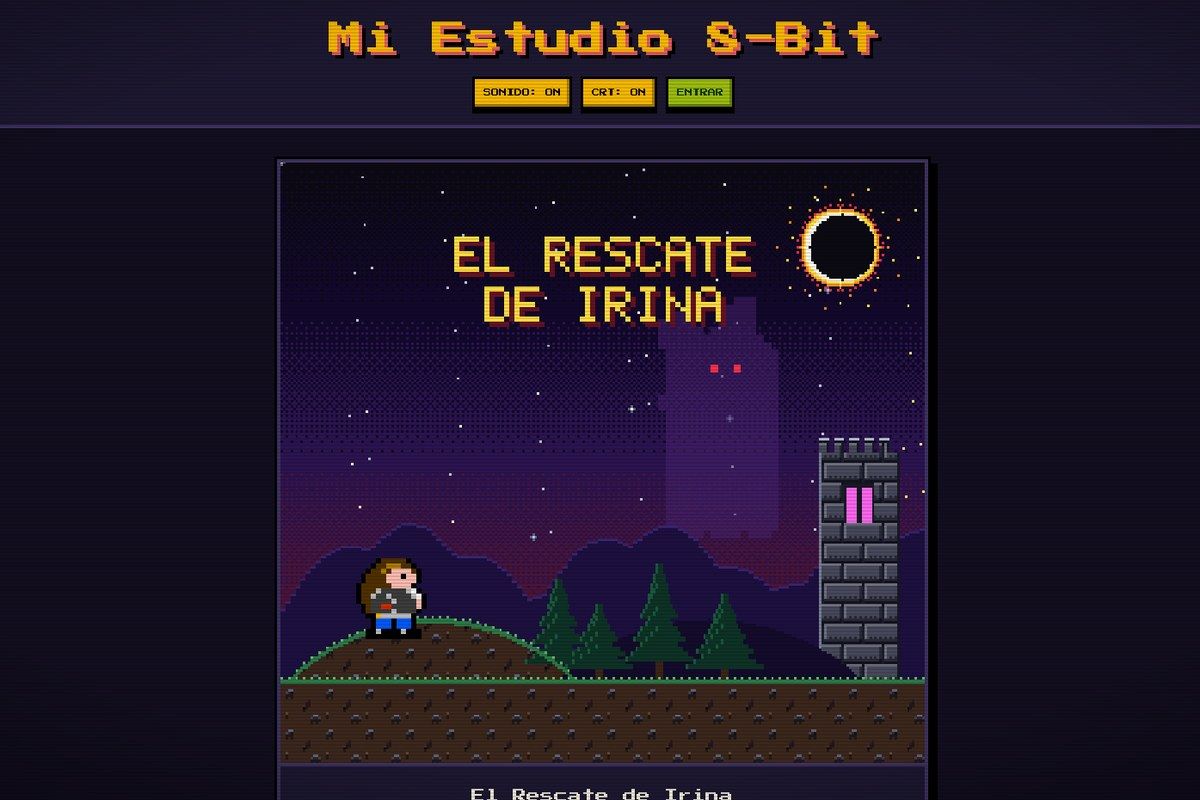 Captura de Mi Estudio 8-Bit: pantalla de inicio del juego El Rescate de Irina